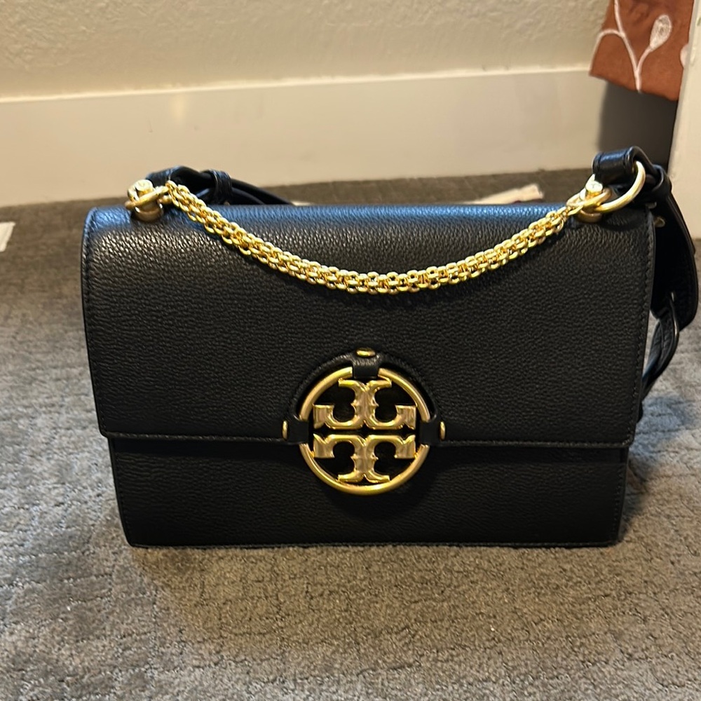 Tory Burch Black Leather Miller Shoulder Bag